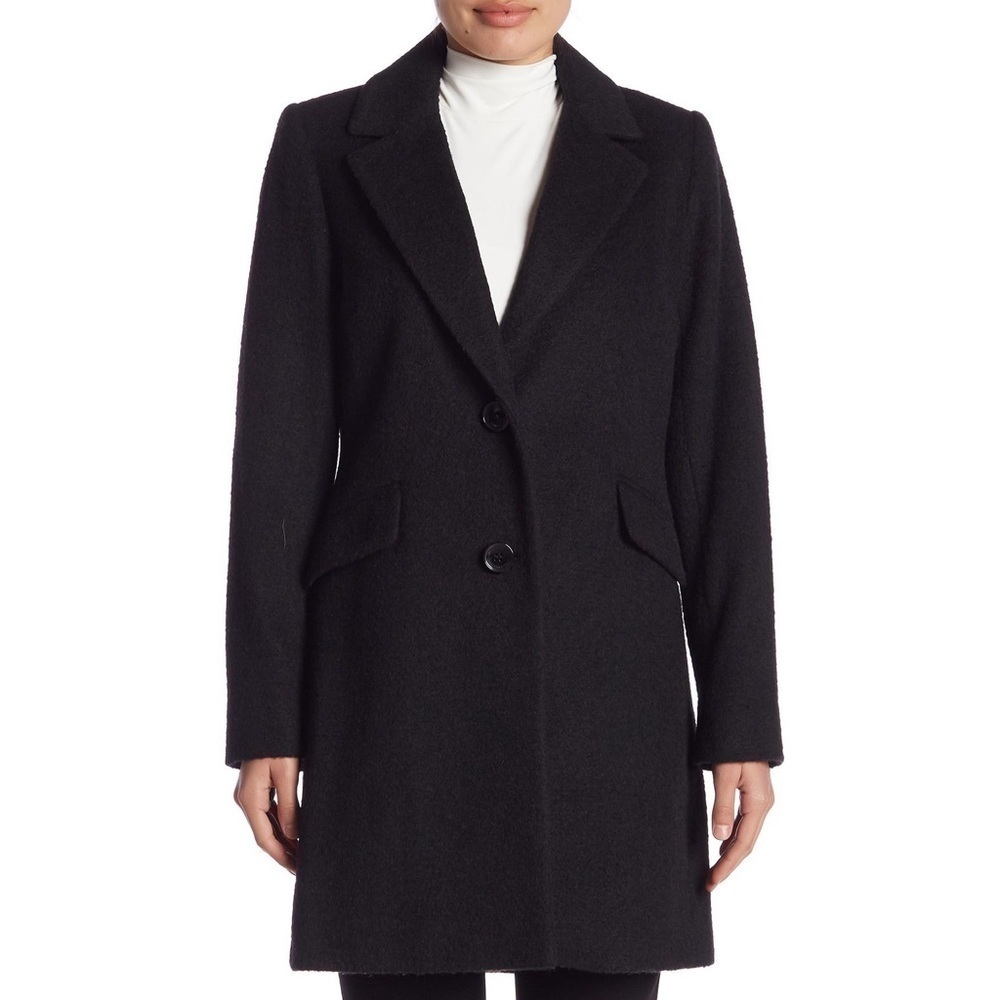 [Sam Edelman] Classic Black Wool Blend Peacoat